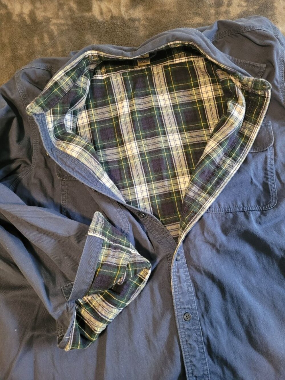 L.L. Bean Mens Chore Jacket Shacket Flannel lined Blue XL Barn Trucker Heritage - Picture 6 of 7